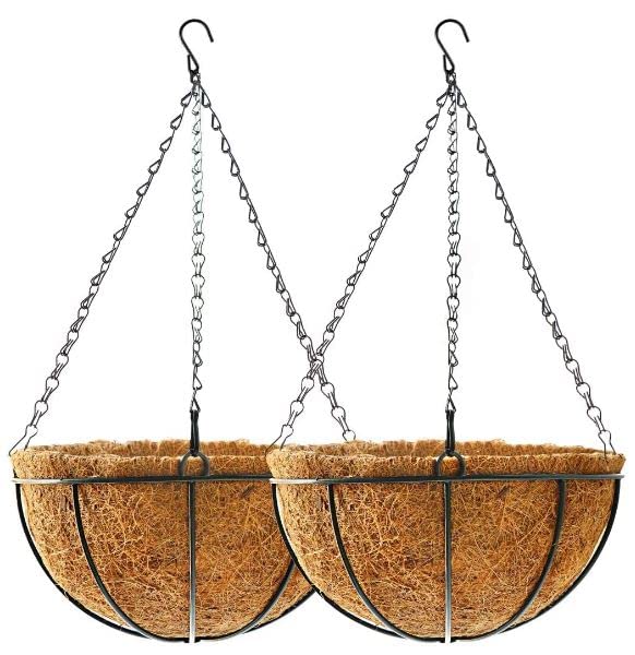 Coir Hanging Basket with Metal Hanging Chain -- set of 2