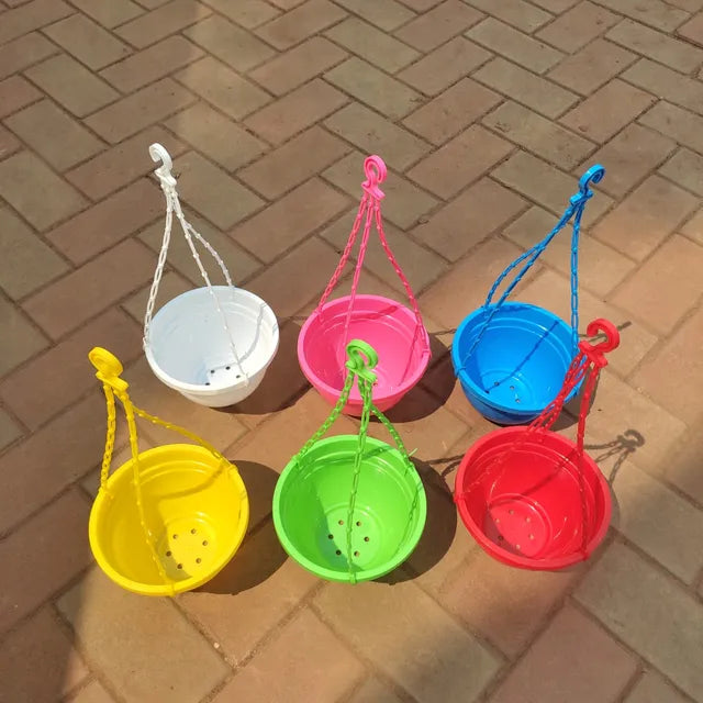 Set of 6 - 5 Inch Plastic Hanging Pot (any colour)