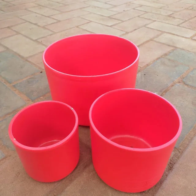 Set of 3 - (4, 6 & 10 ) Inch Any Colour Round Classy Plastic Pot
