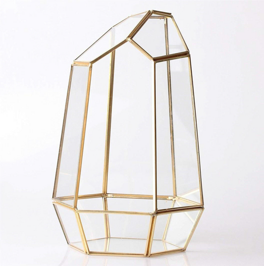 Geometric Glass terrarium -- size 16 x 16 x 24 cm
