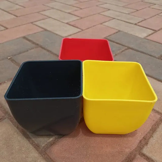 Set of 3 - 5 Inch Any Colour Square Plastic Pot